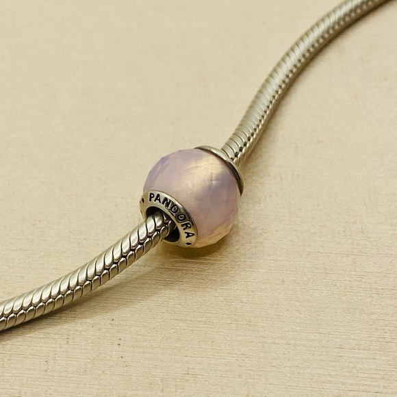 EUC Pandora 791722NOP Sterling Silver Geometric Facets Charm w/ Pink Crystal - Picture 6 of 14